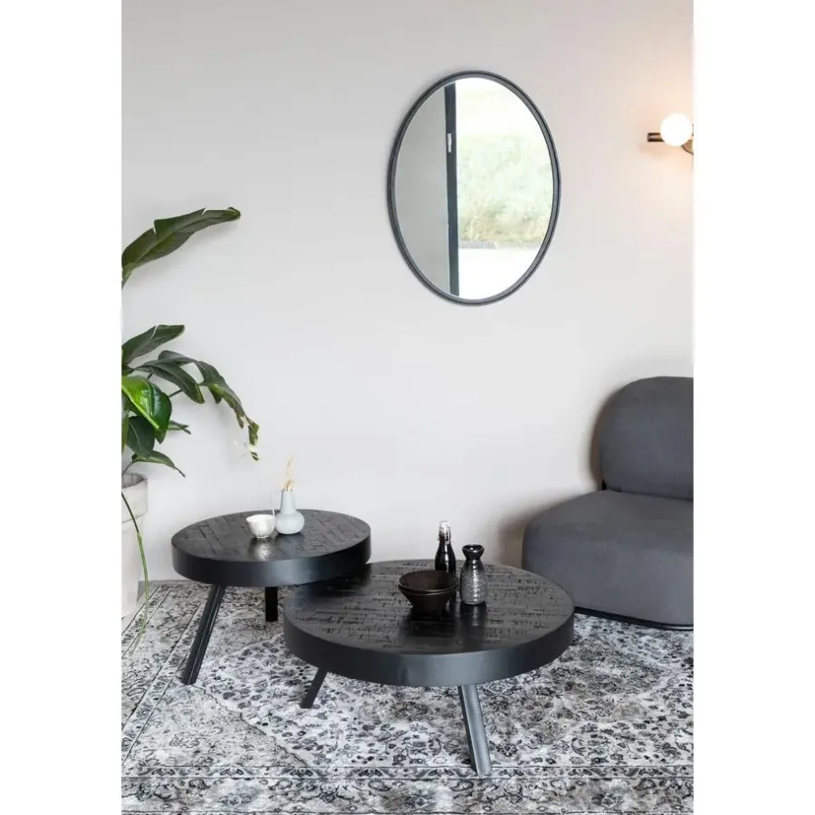 Housecraft Living Housecraft Suri Salontafel Rond Hout Teak 70 cm Zwart