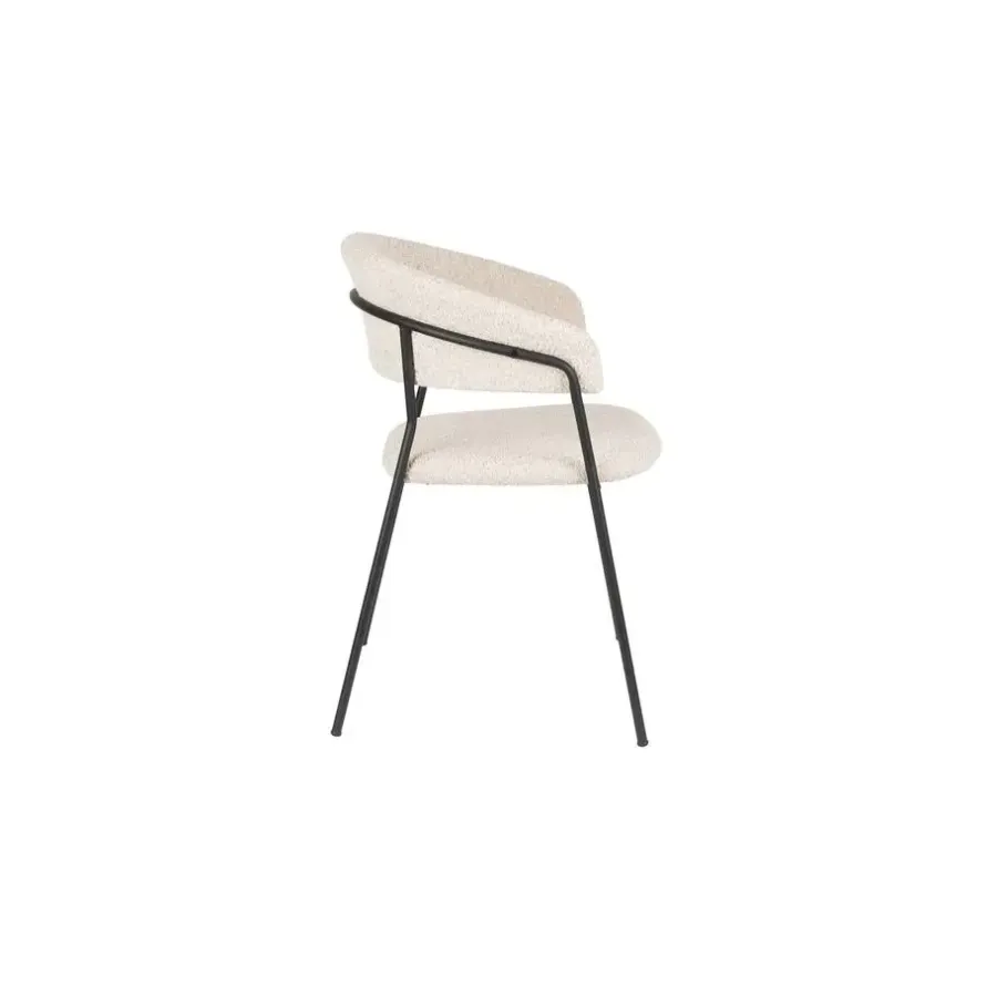 Housecraft Living Housecraft Zeri Eetkamerstoelen armleuning Off white/ Zwart - Set van 2