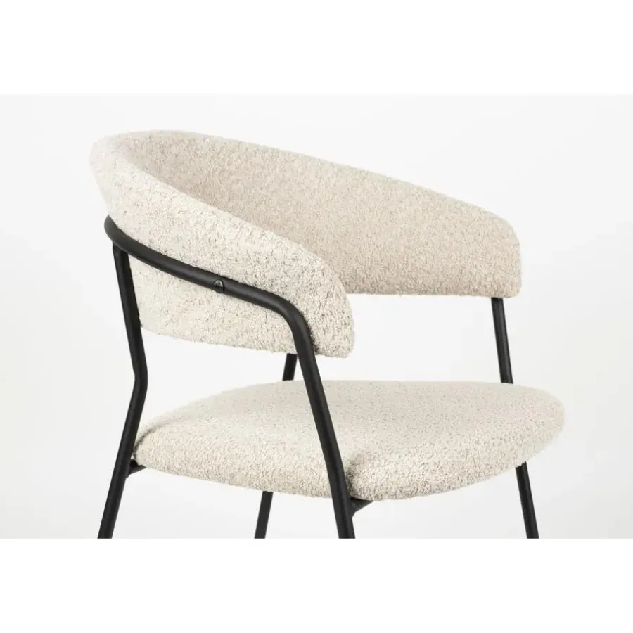 Housecraft Living Housecraft Zeri Eetkamerstoelen armleuning Off white/ Zwart - Set van 2