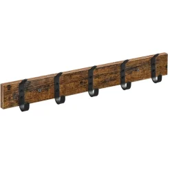 Kapstokken-Merkloos Houten Wandkapstok met 10 Haken - Compacte Muur Kapstok - Vintage Bruin / Zwart