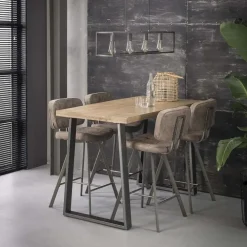 Bartafels-Hoyz Collection Hoyz - Bartafel Industrieel - Massief Mangohout - Blank - Trapezium - 135x70x92