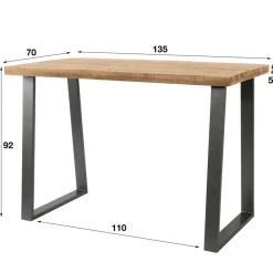 Bartafels-Hoyz Collection Hoyz - Bartafel Industrieel - Massief Mangohout - Blank - Trapezium - 135x70x92
