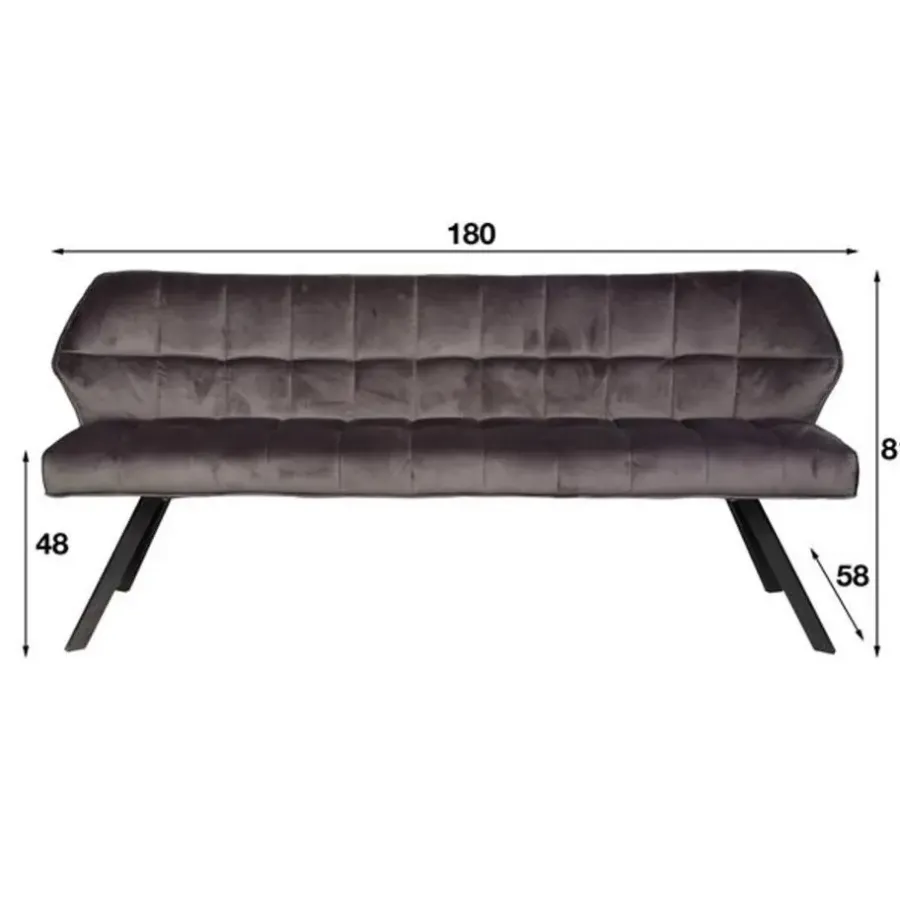 Hoyz Collection Hoyz - Eetkamerbank Raster - 180cm Breed - 3 Personen - Grijs