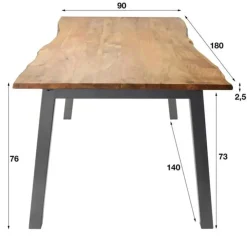 Hoyz Collection Hoyz - Eetkamertafel Edge - Bruin - Hout - 180x90x76