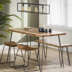 Industriële Eettafels-Hoyz Collection Hoyz - Eetkamertafel Edge - Hout - Bruin - 130x70x77