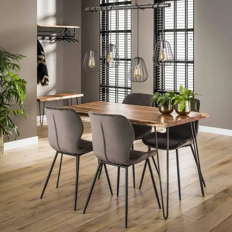 Industriële Eettafels-Hoyz Collection Hoyz - Eetkamertafel Edge - Hout - Bruin - 130x70x77