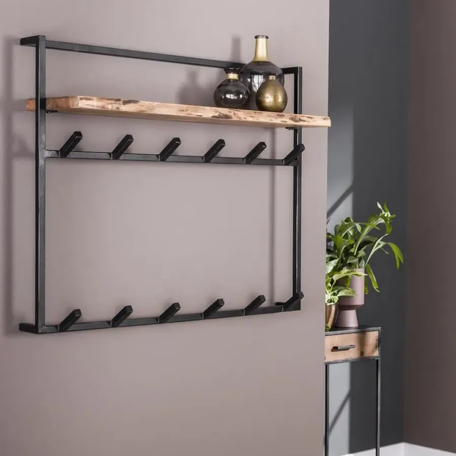 Hoyz Collection Hoyz - Kapstok Air Solid - 12 Haken - Massief Acaciahout - 100x30x80