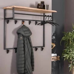 Kapstokken-Hoyz Collection Hoyz - Kapstok Edge Hoog - 12 Haken - Massief Acaciahout - 100x33x80