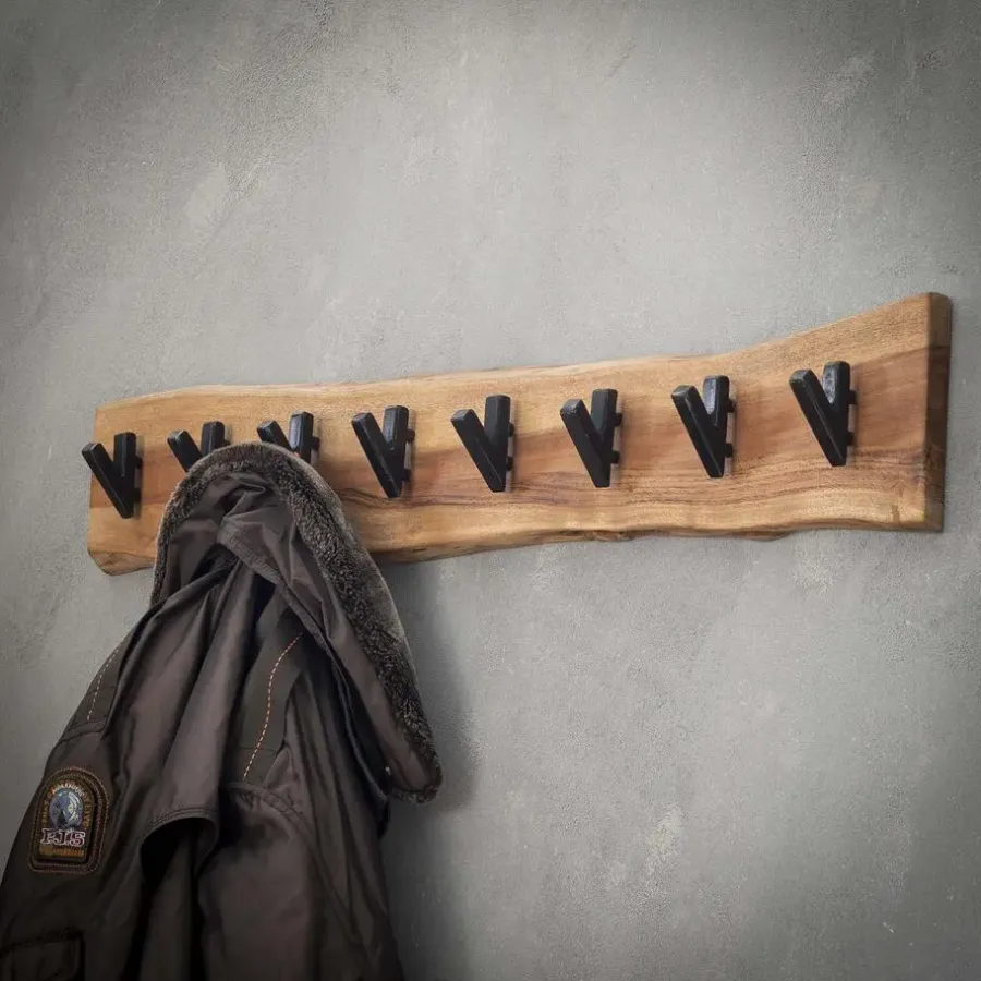 Kapstokken-Hoyz Collection Hoyz - Kapstok Edge met 8 haken - Grijs - Wandkapstok