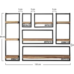 Hoyz Collection Hoyz - Wandplanken set Edge - Acaciahout - Complete set - 6 stuks