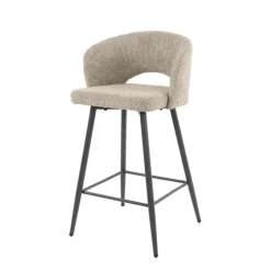 Barkrukken-Hoyz Collection - Barstoel Boucle Salon - 2 Stuks - Boucle Zandkleur