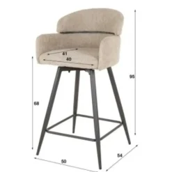 Barkrukken-Hoyz Collection - Barstoel Draaibaar Boucle Ronde Rug 2 Stuks - Boucle Zandkleur