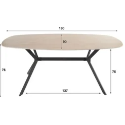 Ovale Eettafels-Hoyz Collection - Eetkamertafel 180 Ceramic - Ceramic Travertine