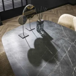 Hoyz Collection - Eetkamertafel 180 Deens Ovaal - 3D Melamine Slate Stone