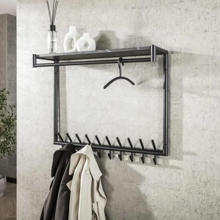 Kledingopbergers-Hoyz Collection - Garderobehanger Ronde Buis - Gun Metal - 6 Stuks