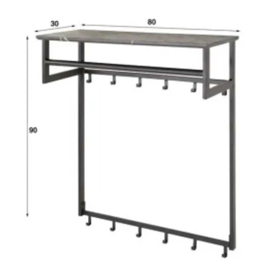 Hoyz Collection - Kapstok Roede 12 Haaks - 3D Zwart Grijs