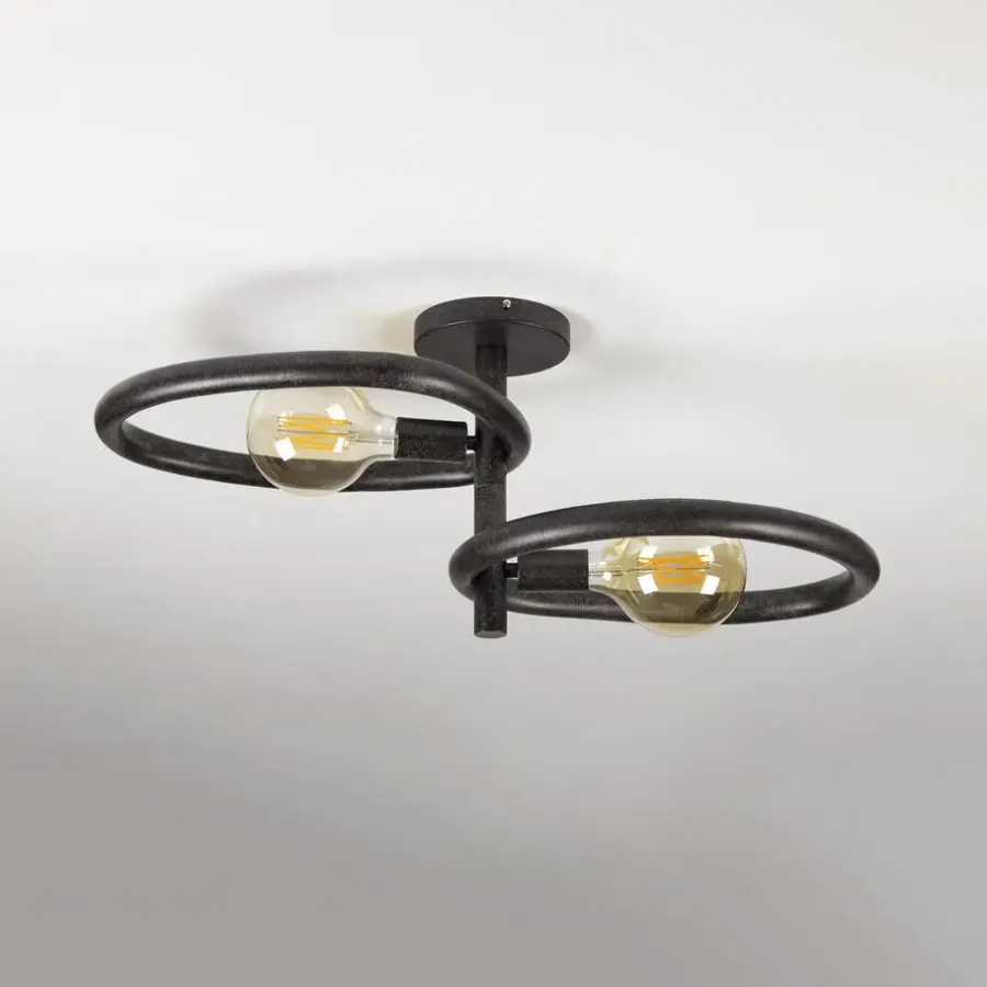 Hoyz Collection - Plafondlamp Pebble 2-lichts - Artic Zwart