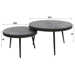 Salontafels-Hoyz Collection - Salontafel Drop Shape - 3D Zwart Bruin - Set van 2