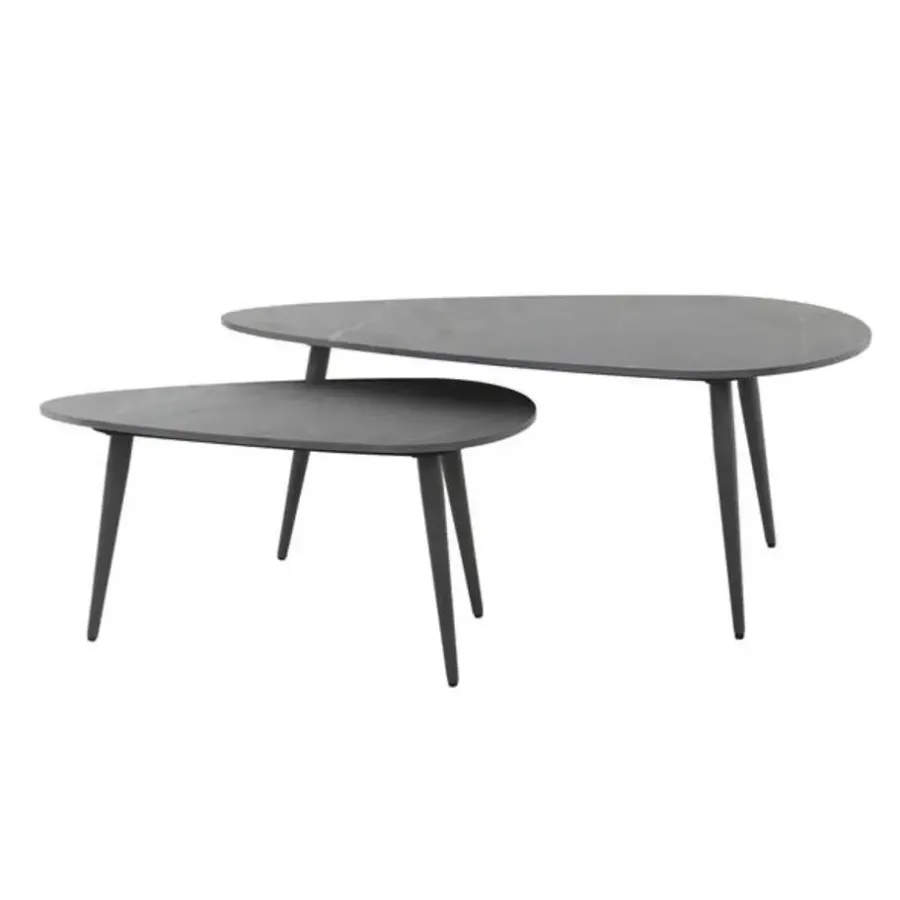 Hoyz Collection - Salontafel Niervormig Ceramic - Zwart - Set van 2