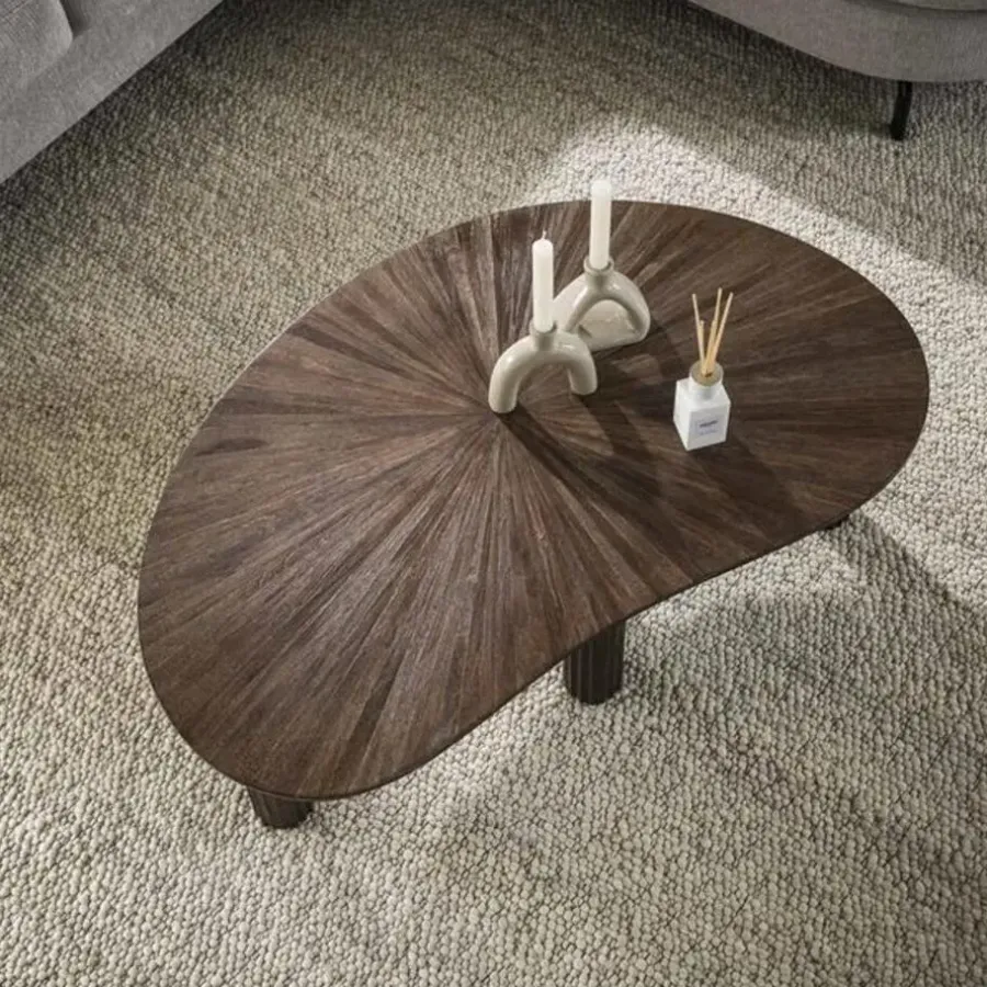 Salontafels-Hoyz Collection - Salontafel 110cm Niervormig Maya Teak - Teak Rust Brown