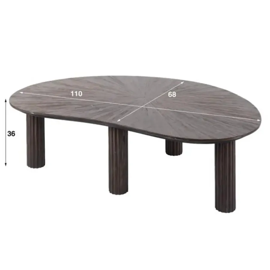 Salontafels-Hoyz Collection - Salontafel 110cm Niervormig Maya Teak - Teak Rust Brown