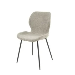 Eetkamerstoelen-Hoyz Collection - Stoel Ronde Buis 4 Stuks - Boucle Zandkleur