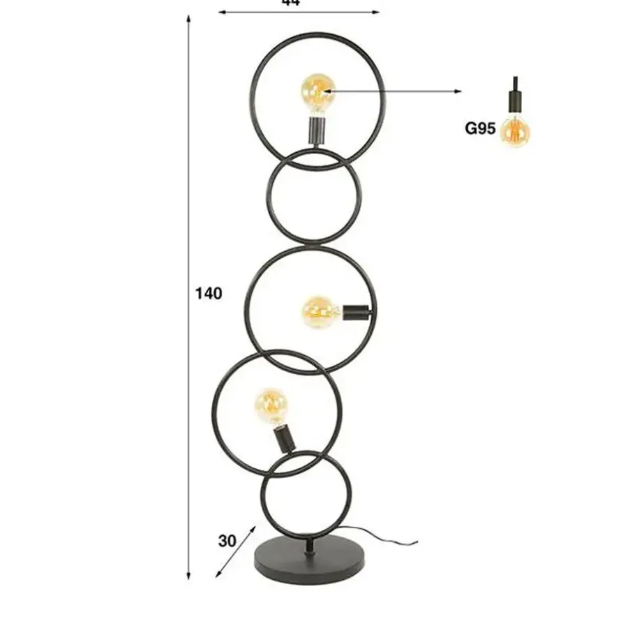 Staande Lampen-Hoyz Collection - Vloerlamp Loop 3-lichts - Artic Zwart