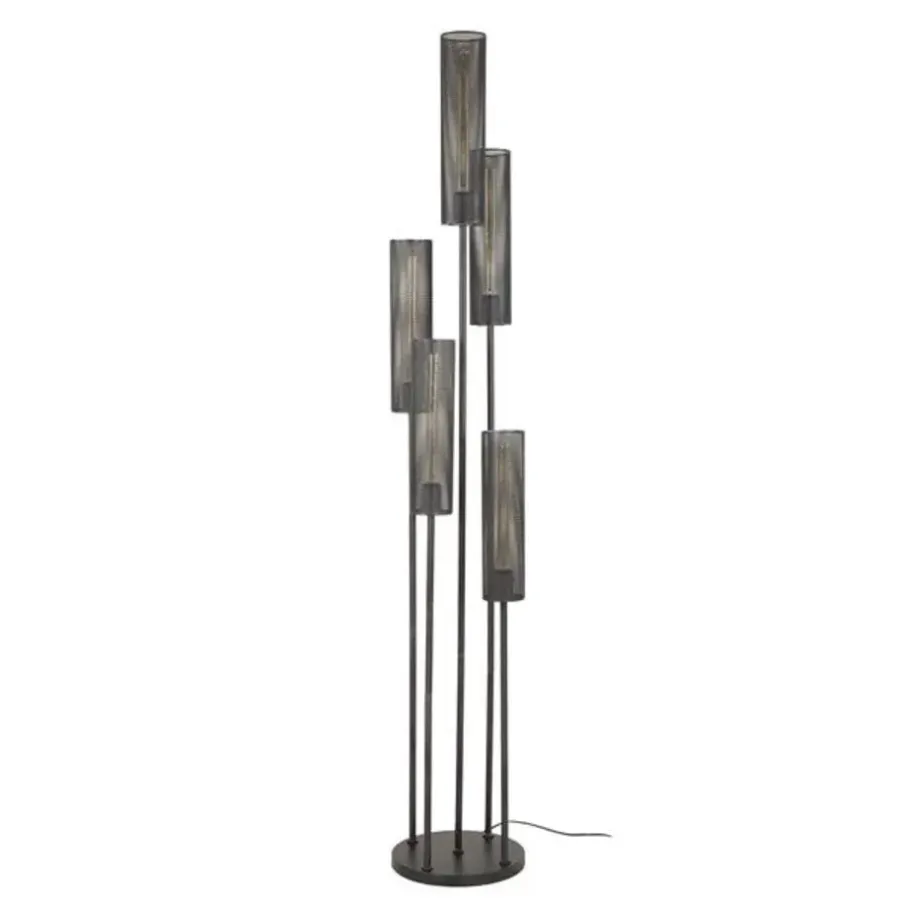 Hoyz Collection - Vloerlamp 5L Getrapt Tube Mesh - Artic Zwart