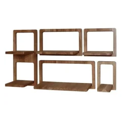 Wandplanken-Hoyz Collection - Wandschap Curvy - Massief Acacia Naturel - Set van 5
