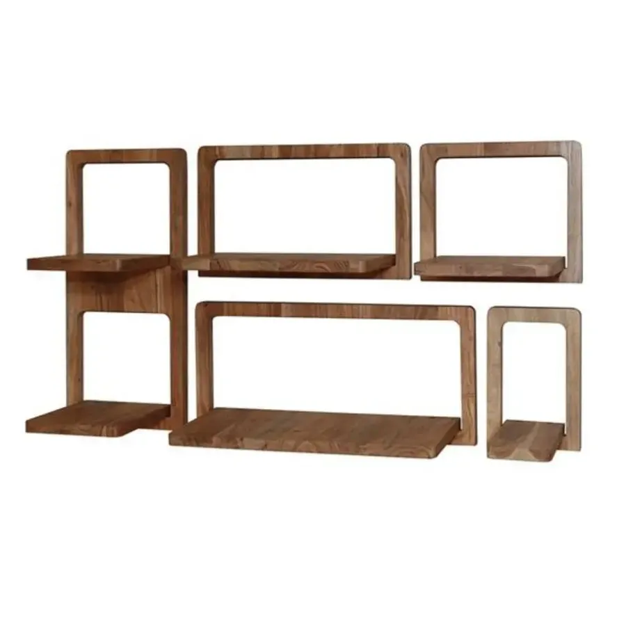 Wandplanken-Hoyz Collection - Wandschap Curvy - Massief Acacia Naturel - Set van 5