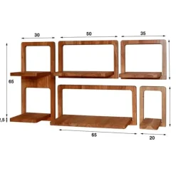 Wandplanken-Hoyz Collection - Wandschap Curvy - Massief Acacia Naturel - Set van 5