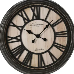 H&S Collection wandklok - Bologna - wand/muur - D50 cm - zwart/glas