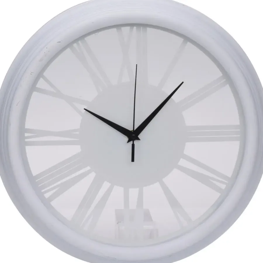Klokken-H&S Collection Wandklok Memphis - D37 cm - kunststof - ivoor wit