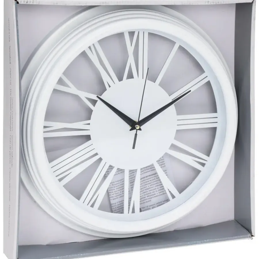 Klokken-H&S Collection Wandklok Memphis - D37 cm - kunststof - ivoor wit