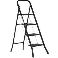 Giga Meubel Huishoudtrap 4 Treden - Zwart - Anti-Slip - Keukentrap