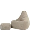 Zitzakken-icon - Dalton XL Zitzak Fauteuil met Poef - Gaming - Ribfluweel - Beige