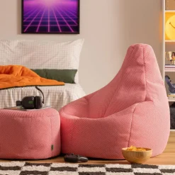 Zitzakken-icon - Dalton Zitzak Fauteuil met Poef - Gaming - Roze