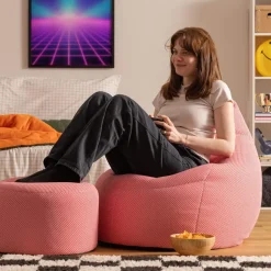 Zitzakken-icon - Dalton Zitzak Fauteuil met Poef - Gaming - Roze