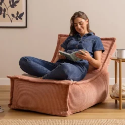 Zitzakken-icon - Dolce Lounge Zitzak - Ligstoel - Ribfluweel Fauteuil - Oud roze