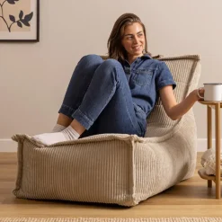 Zitzakken-icon - Dolce Lounge Zitzak - Ligstoel - Ribfluweel Fauteuil - Beige