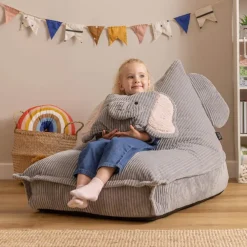Zitzakken-icon - Kinderzitzak Stoel Olifant - Ribfluweel - Grijs