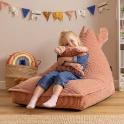 icon - Kinderzitzak Stoel Konijn - Ribfluweel - Roze