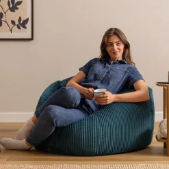 Zitzakken-icon - Kingston XL Zitzak Fauteuil - Ribfluweel - Blauwgroen
