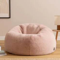 Zitzakken-icon - Kingston Zitzak Fauteuil - Fluffy Pluche Imitatiebont - Oud roze