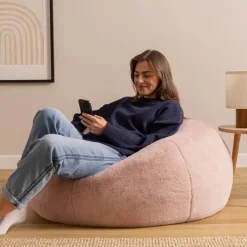 Zitzakken-icon - Kingston Zitzak Fauteuil - Fluffy Pluche Imitatiebont - Oud roze