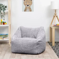 icon Kindersitzakken Teddybeer - Fleece Zitzak - Grijs