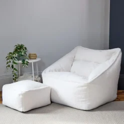 icon Zitzak en Poef Natalia - Fleece Zitzak Fauteuil - Crème