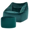 Zitzakken-icon Zitzak en XL Poef Natalia - Fluwelen Zitzak - Blauwgroen