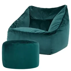 Zitzakken-icon Zitzak en XL Poef Natalia - Fluwelen Zitzak - Blauwgroen