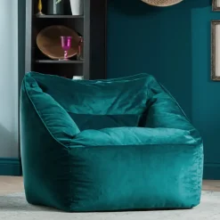 Zitzakken-icon Zitzak en XL Poef Natalia - Fluwelen Zitzak - Blauwgroen